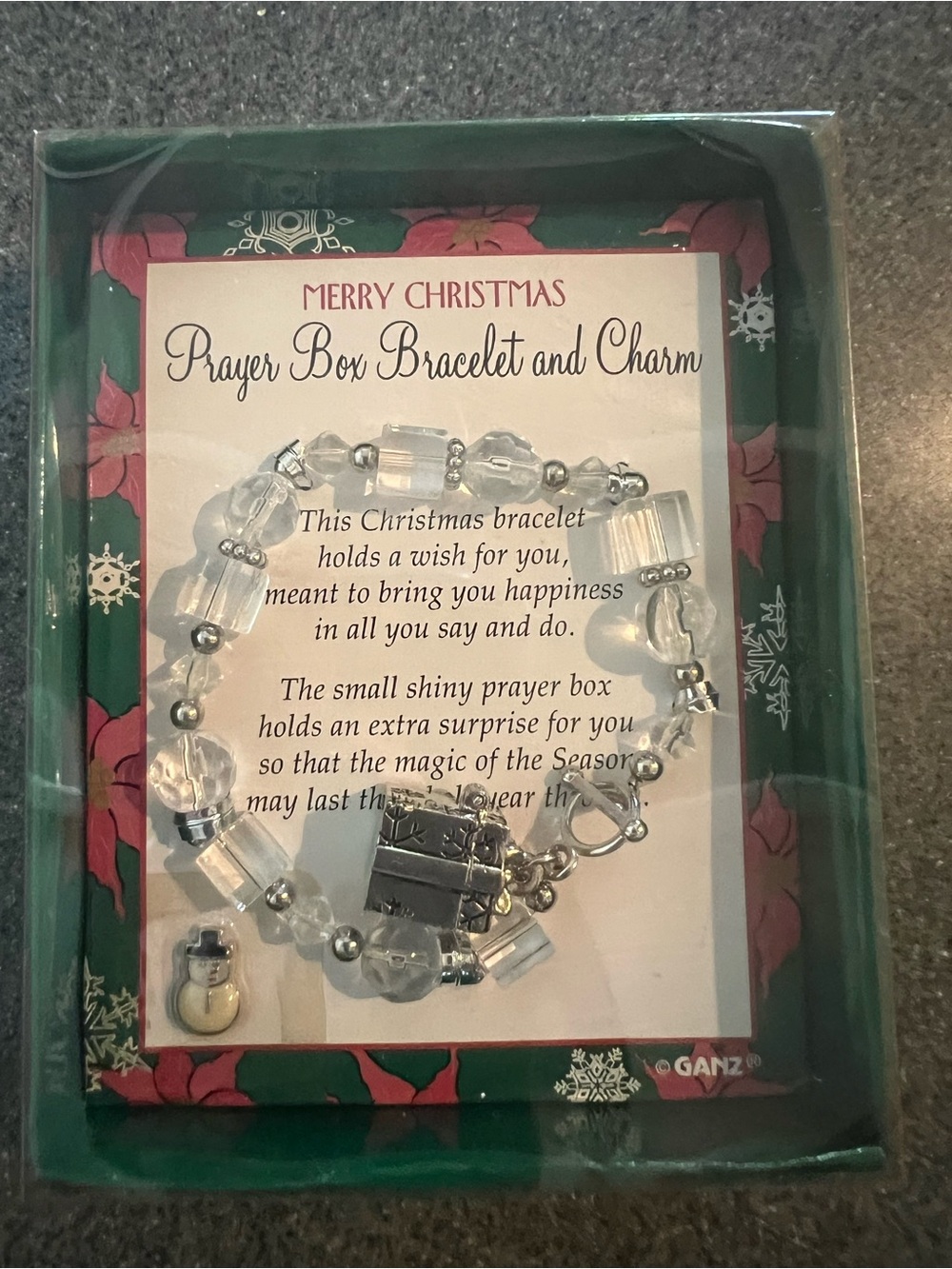 Ganz Merry Christmas Prayer Box Bracelet & Snowman Charm – New in Box EX13326